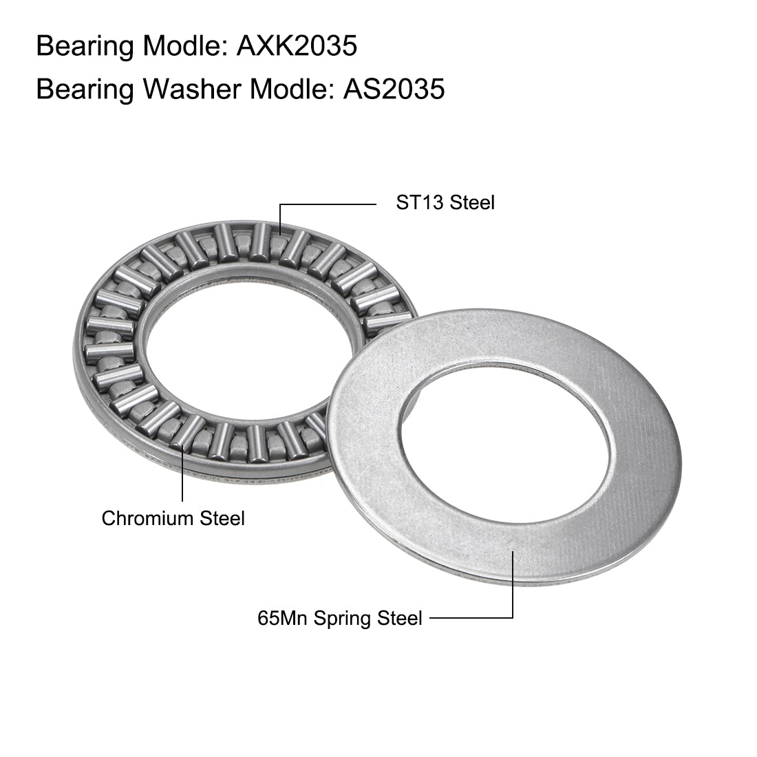 uxcell Uxcell AXK2035 Thrust Needle Roller Bearings 20x35x2mm with AS2035 Washers 2pcs
