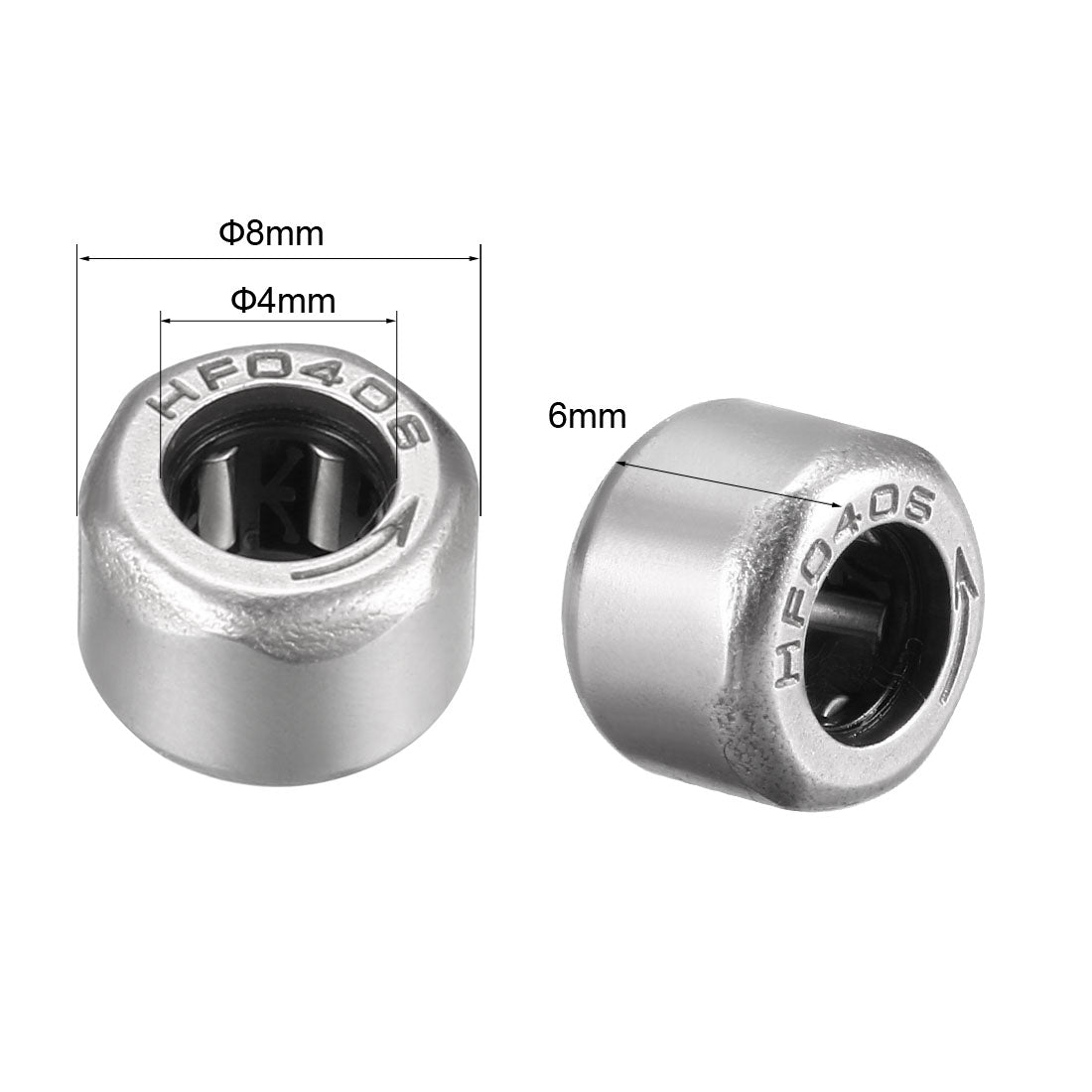 uxcell Uxcell 2Pcs Needle Roller Bearings, One Way Bearing, 4mm Bore 8mm OD 6mm Width