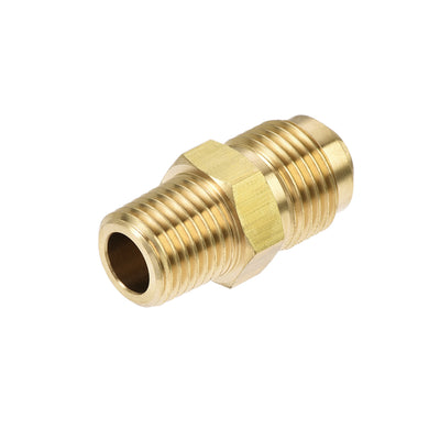 Harfington Uxcell Brass Pipe fitting, 3/8 SAE Flare to 3/8NPT Male Thread, Tubing Adapter Hose Connector, for Air Conditioner Refrigeration, 2Pcs