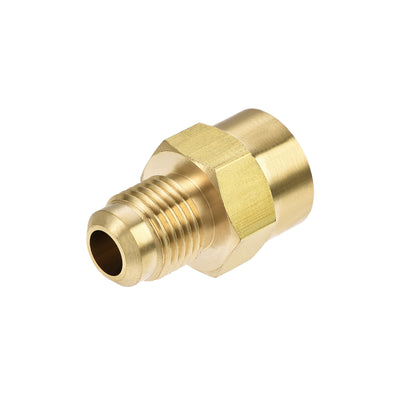 Harfington Uxcell Brass Pipe fitting, 1/4 SAE Flare Male to 1/4NPT Female Thread, Tubing Adapter Hose Connector, for Air Conditioner Refrigeration, 2Pcs