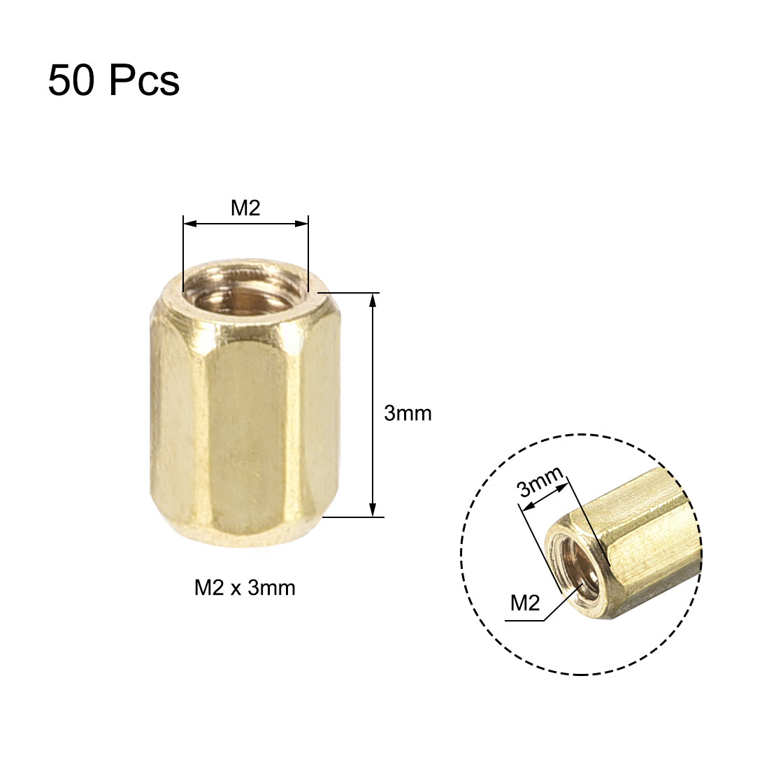 Uxcell Uxcell M2 x 10mm Female to Female Hex Brass Spacer Standoff 50pcs