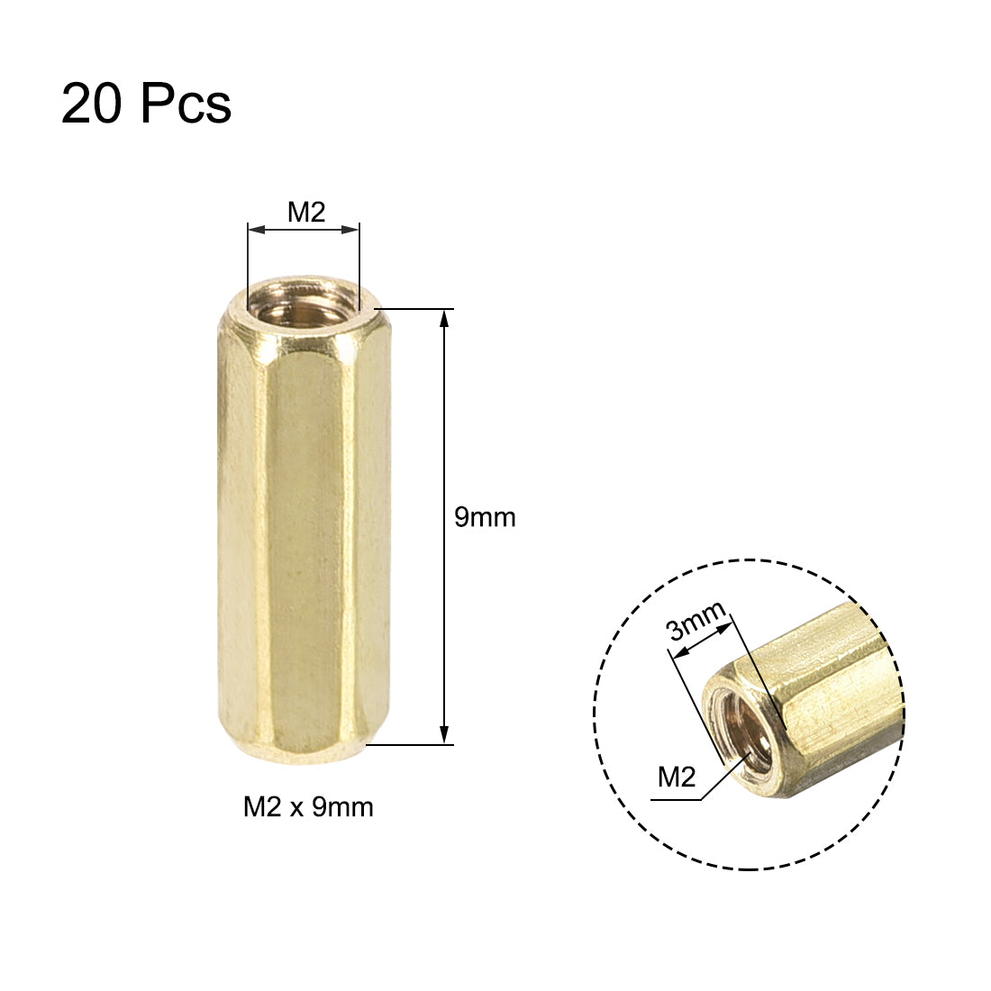 Uxcell Uxcell M2 x 25mm Female to Female Hex Brass Spacer Standoff 20pcs