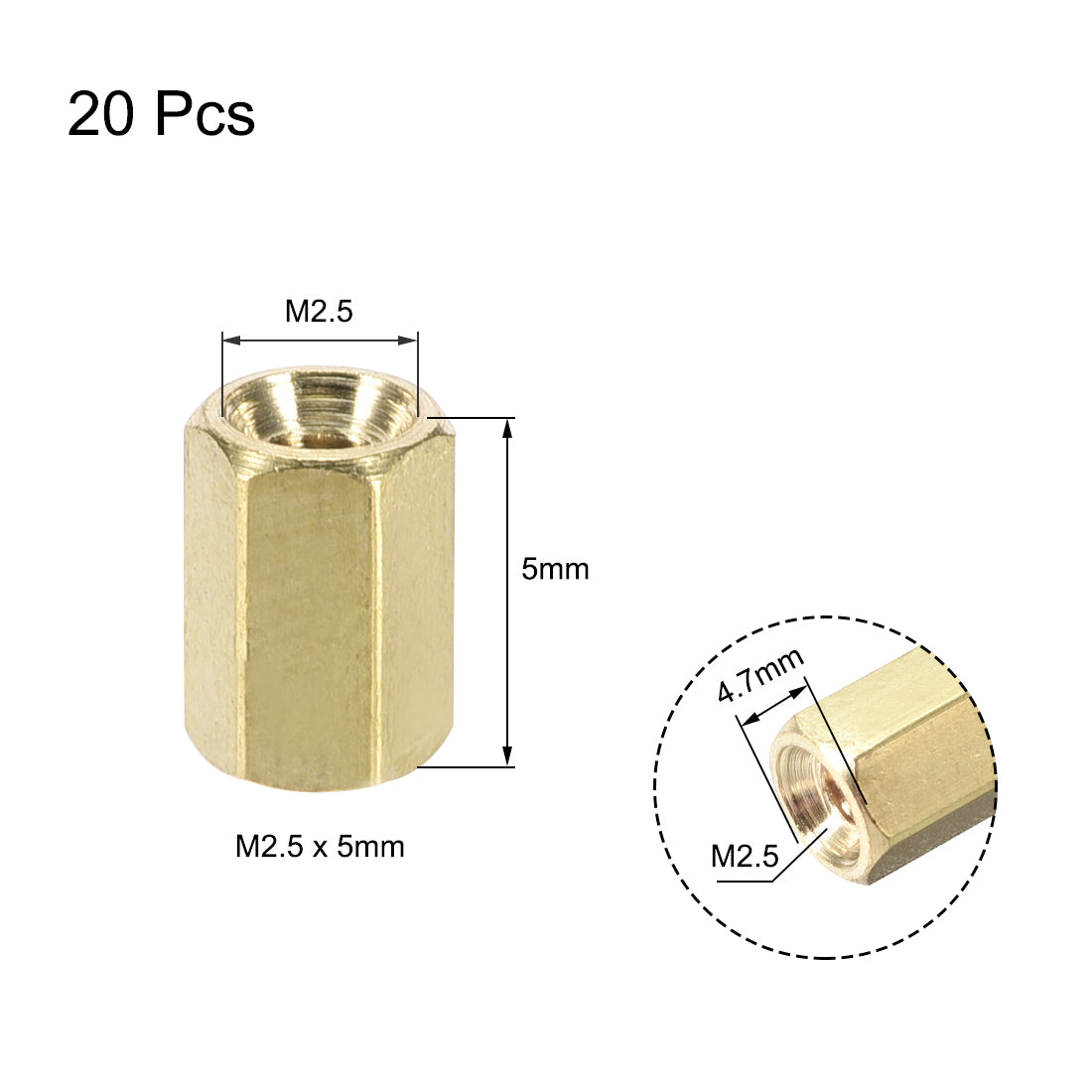 Uxcell Uxcell M2.5 x 14mm Female to Female Hex Brass Spacer Standoff 20pcs