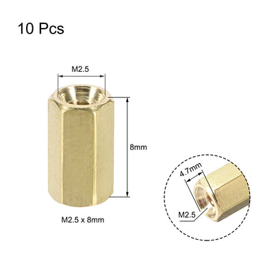 Harfington Uxcell M2.5 x 22mm Female to Female Hex Brass Spacer Standoff 10pcs