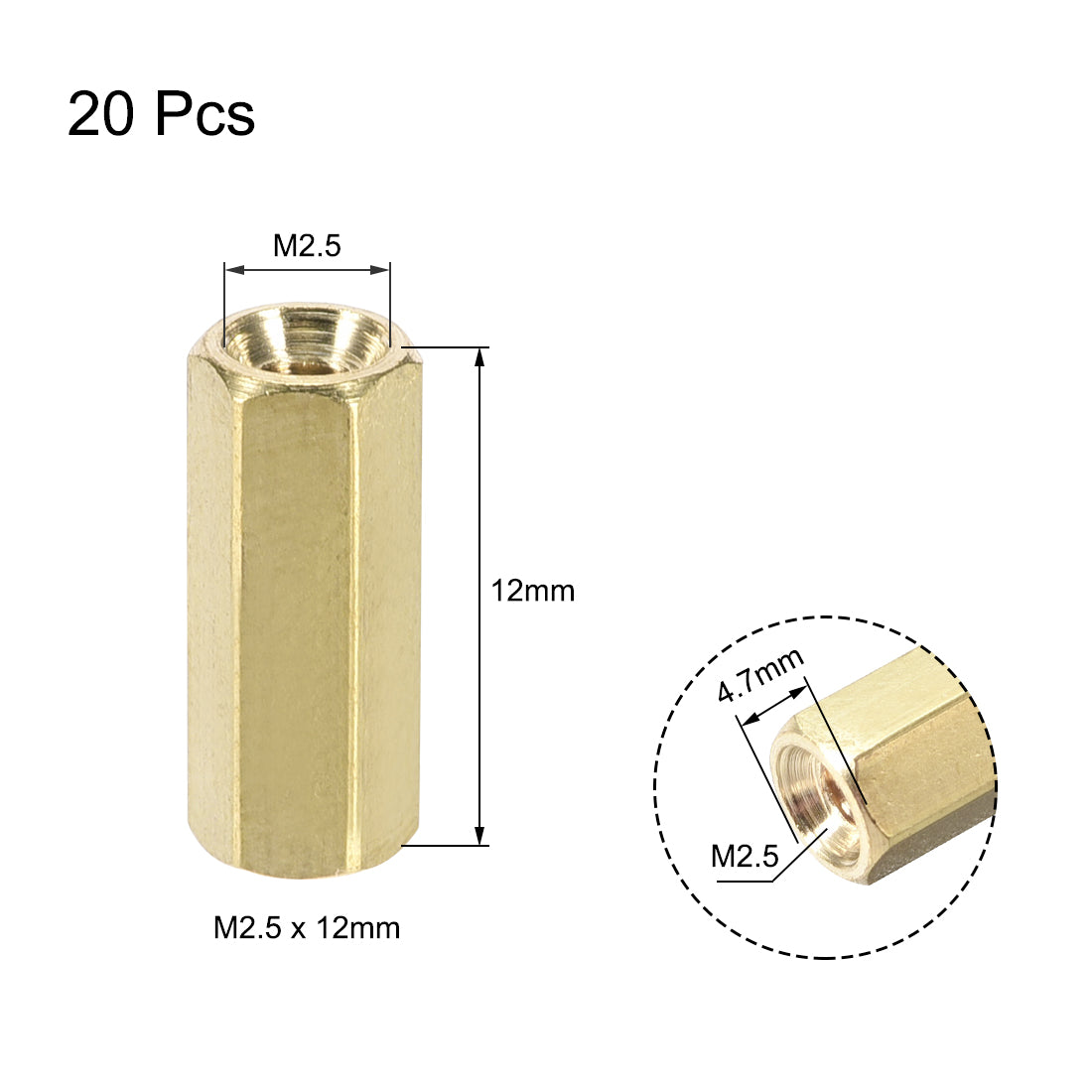 Uxcell Uxcell M2.5 x 14mm Female to Female Hex Brass Spacer Standoff 20pcs