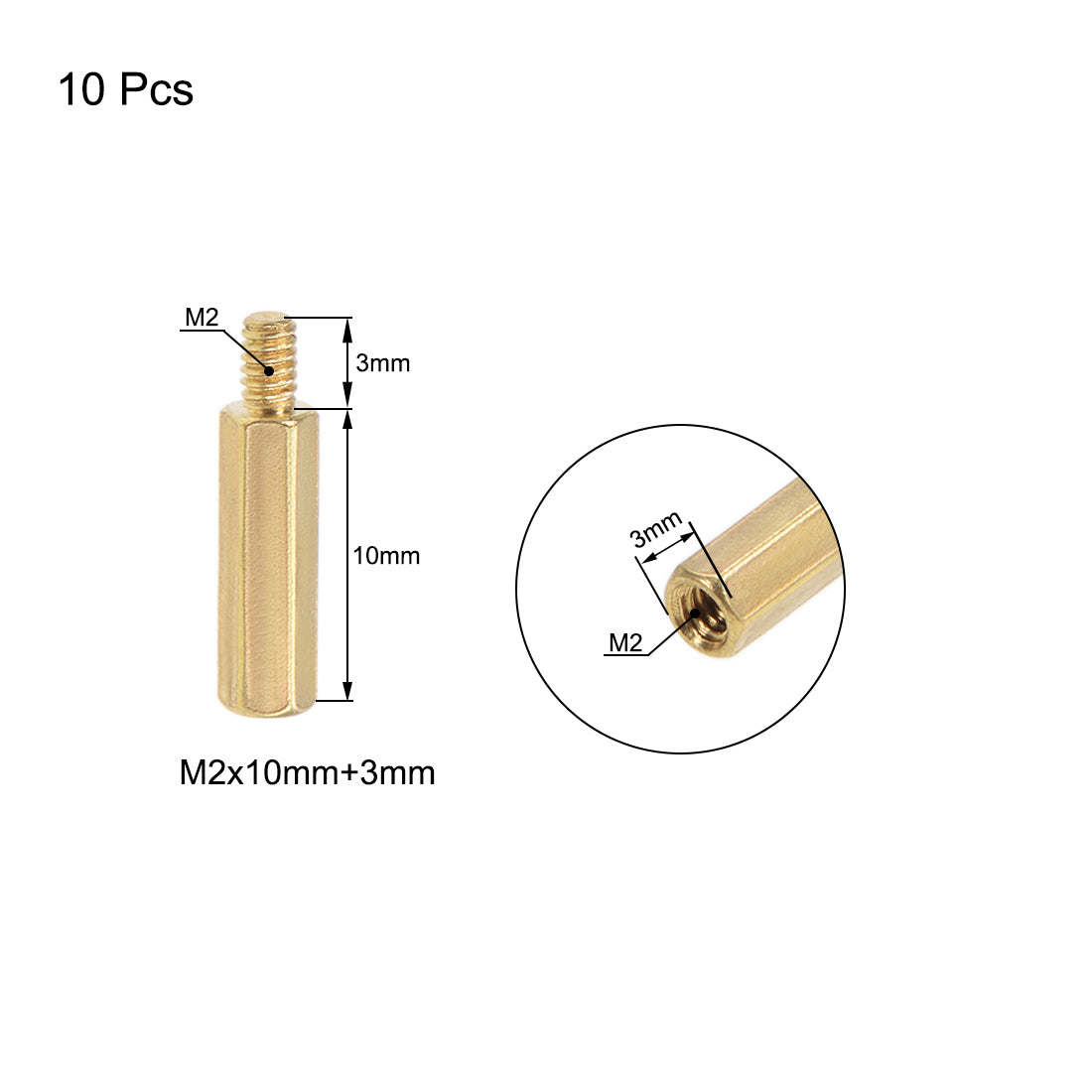 100x Messing Abstandhalter M2 Female-Female | 7mm Länge Für Elektronik
