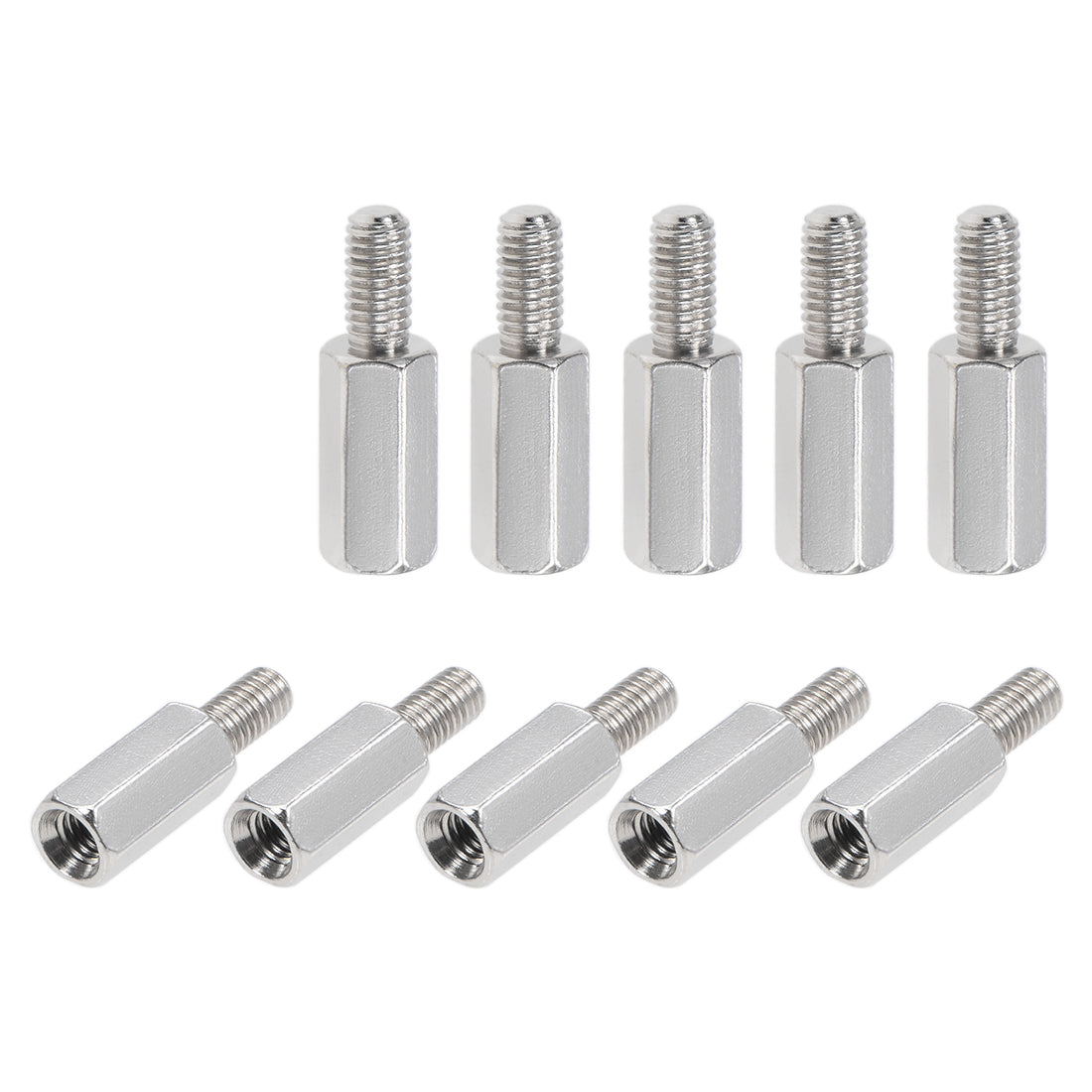 Uxcell Uxcell M3 x 45 mm + 6 mm Male to Female Hex Nickel Plated Spacer Standoff 10pcs