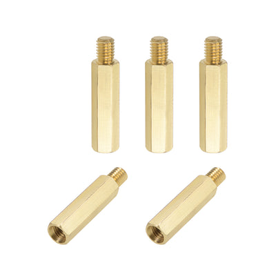 Harfington Uxcell M6 x 35 mm + 8 mm Male to Female Hex Brass Spacer Standoff 5pcs