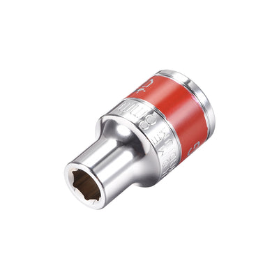 Harfington Uxcell Drive by Shallow Socket with Red Band, Cr-V, 6-Point, Metric