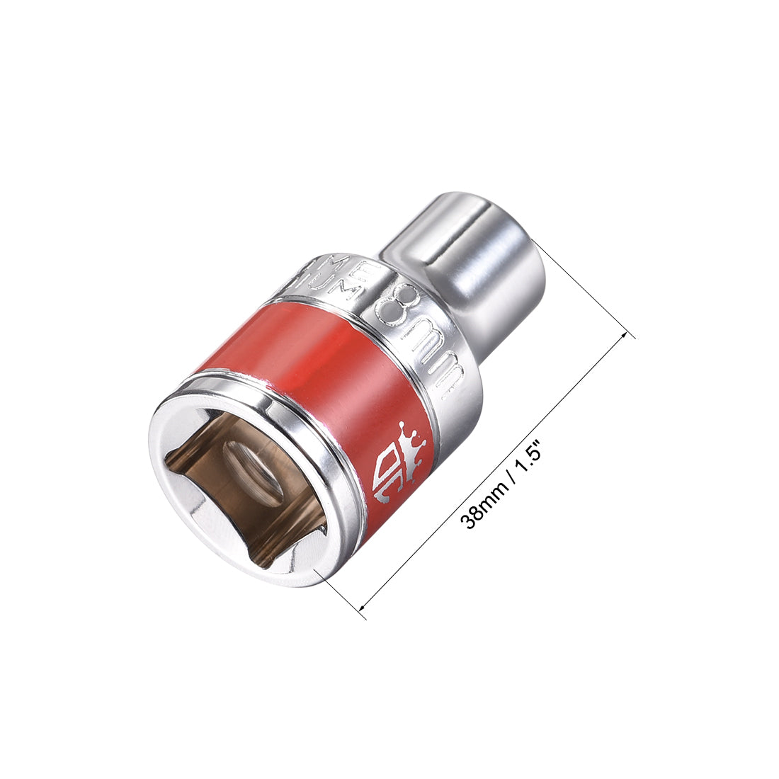 uxcell Uxcell 2 Pcs 1/2-Inch Drive by 8mm Shallow Socket with Red Band, Cr-V, 6-Point, Metric