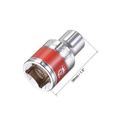 Harfington Uxcell 2 Pcs 1/2-Inch Drive by 8mm Shallow Socket with Red Band, Cr-V, 6-Point, Metric