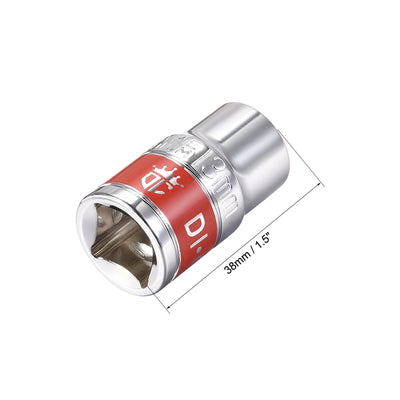 Harfington Uxcell 4 Pcs 1/2-Inch Drive by 13mm Shallow Socket with Red Band, Cr-V, 6-Point, Metric