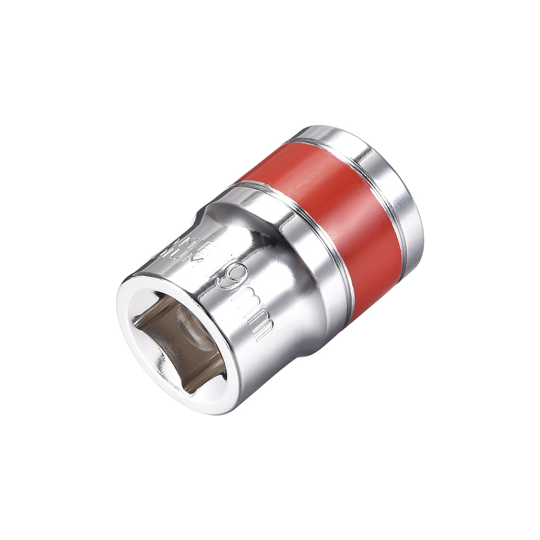 uxcell Uxcell Drive by Shallow Socket with Red Band, Cr-V, 6-Point, Metric
