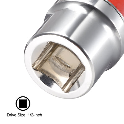 Harfington Uxcell Drive by Shallow Socket with Red Band, Cr-V, 6-Point, Metric