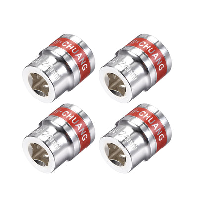 Harfington Uxcell 4 Pcs 1/2-Inch Drive by 24mm Shallow Socket with Red Band, Cr-V, 6-Point, Metric