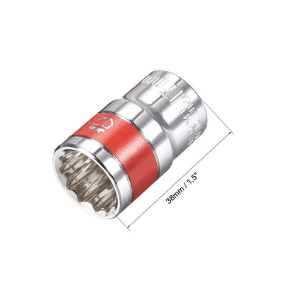 Harfington Uxcell 1/2-Inch Drive by 17mm Shallow Socket with Red Band, Cr-V, 12-Point, Metric