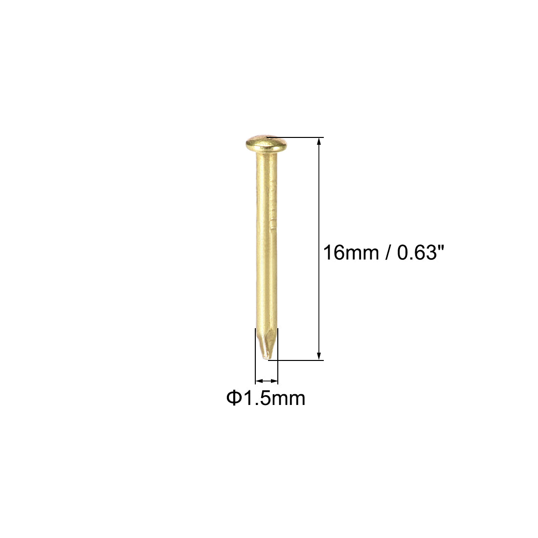 Uxcell Uxcell Small Tiny Nails 1.5X8mm for DIY Decorative Wooden Boxes Gold Tone 100pcs