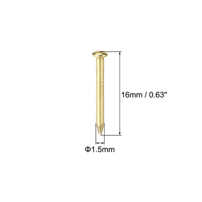 Harfington Uxcell Small Tiny Nails 1.5X8mm for DIY Decorative Wooden Boxes Gold Tone 100pcs