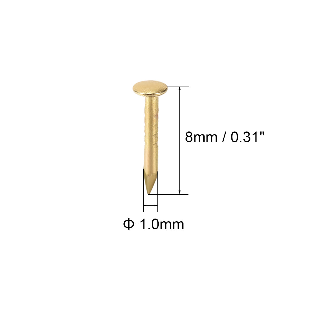 uxcell Uxcell Small Tiny Nails 1X8mm for DIY Decorative Pictures Wooden Boxes Household Accessories Gold Tone 250pcs