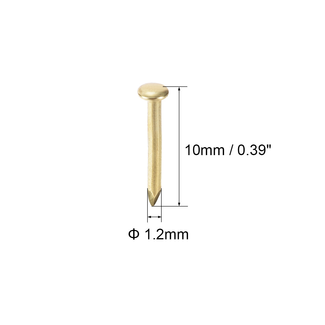 uxcell Uxcell Small Tiny Nails 1.2X10mm for DIY Decorative Pictures Wooden Boxes Household Accessories Gold Tone 400pcs