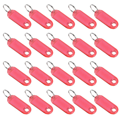 Harfington Uxcell 20pcs of Plastic Key Tags with Split Ring Keychain ID Luggage Label Window