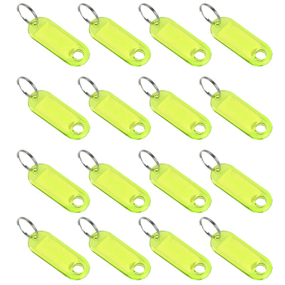 Harfington Uxcell 16pcs of Plastic Key Tags with Split Ring Keychain ID Luggage Label Window
