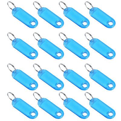 Harfington Uxcell 16pcs of Plastic Key Tags with Split Ring Keychain ID Luggage Label Window