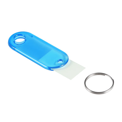 Harfington Uxcell 20pcs of Plastic Key Tags with Split Ring Keychain ID Luggage Label Window