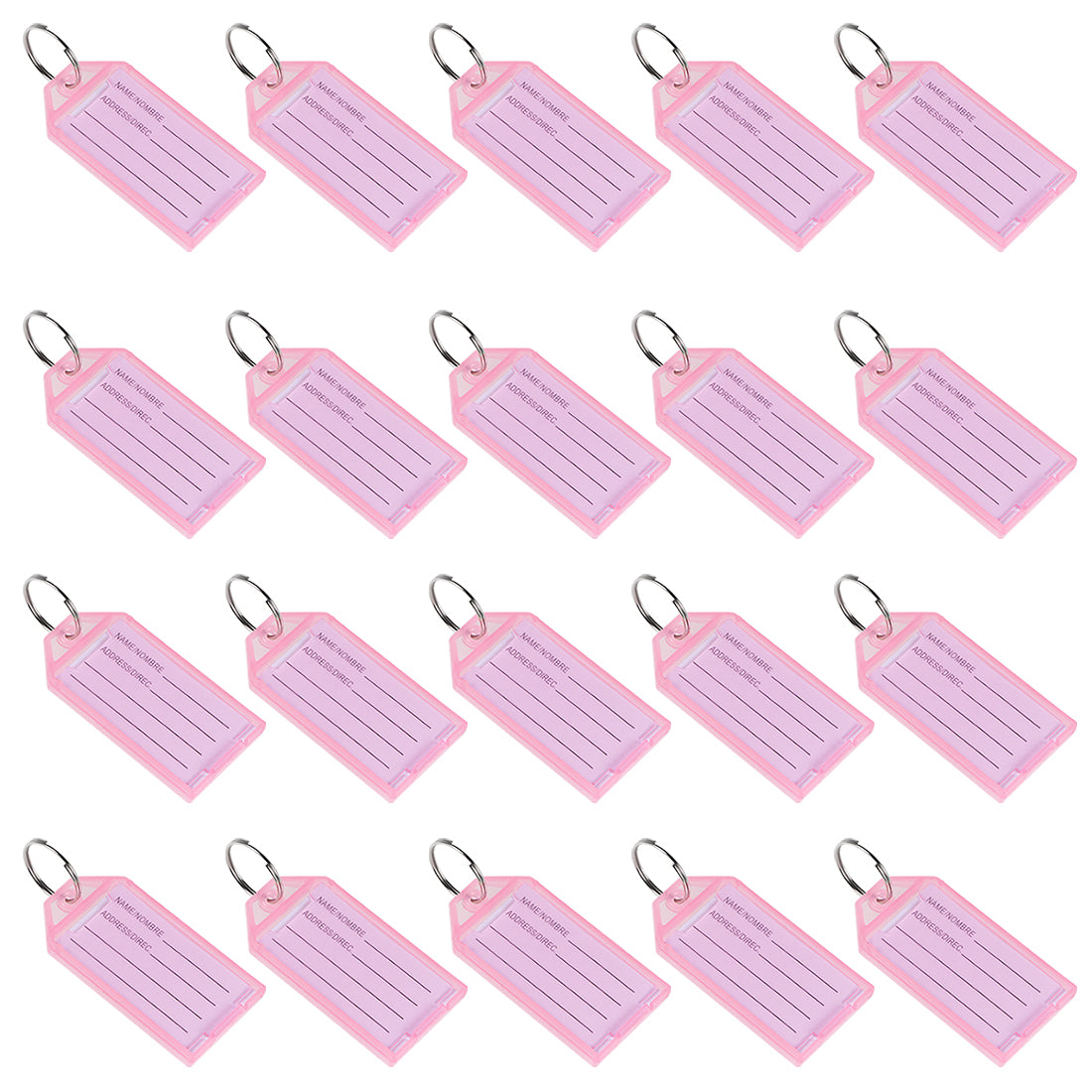 uxcell Uxcell Plastic Key Tags with Split Ring Keychain ID Luggage Label Window 20 Pcs