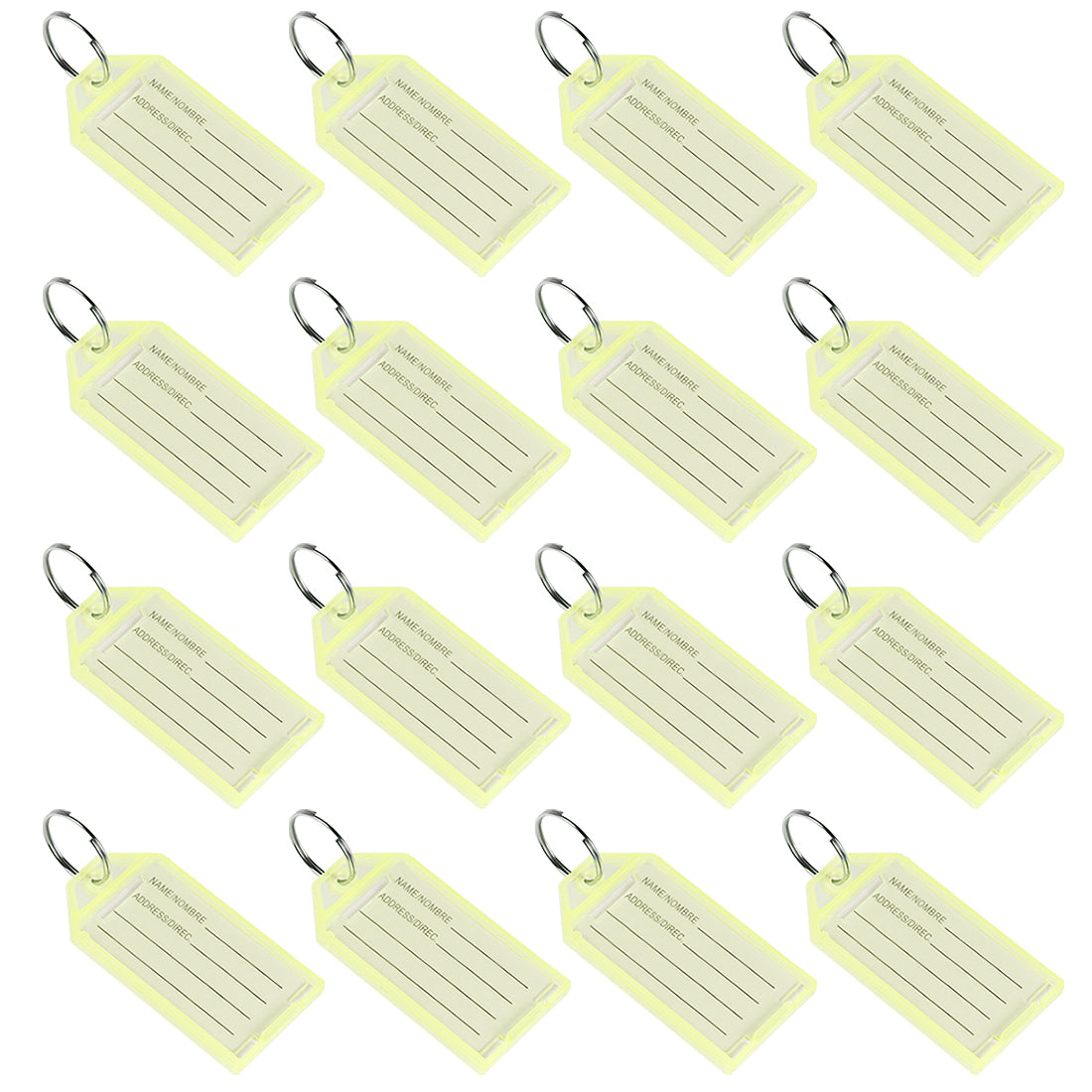 uxcell Uxcell Plastic Key Tags with Split Ring Keychain ID Luggage Label Window 16 Pcs