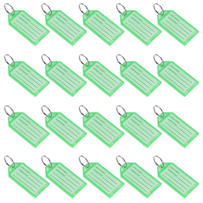 Harfington Uxcell Plastic Key Tags with Split Ring Keychain ID Luggage Label Window 20 Pcs