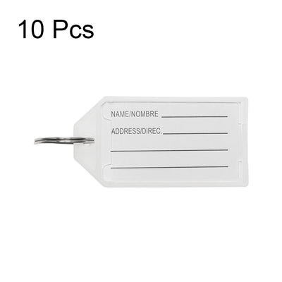 Harfington Uxcell Plastic Key Tags with Split Ring Keychain ID Luggage Label Window 10 Pc