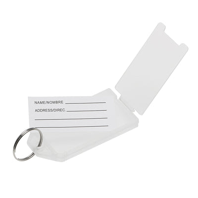 Harfington Uxcell Plastic Key Tags with Split Ring Keychain ID Luggage Label Window 16 Pcs