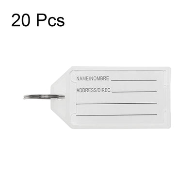 Harfington Uxcell Plastic Key Tags with Split Ring Keychain ID Luggage Label Window 20 Pcs