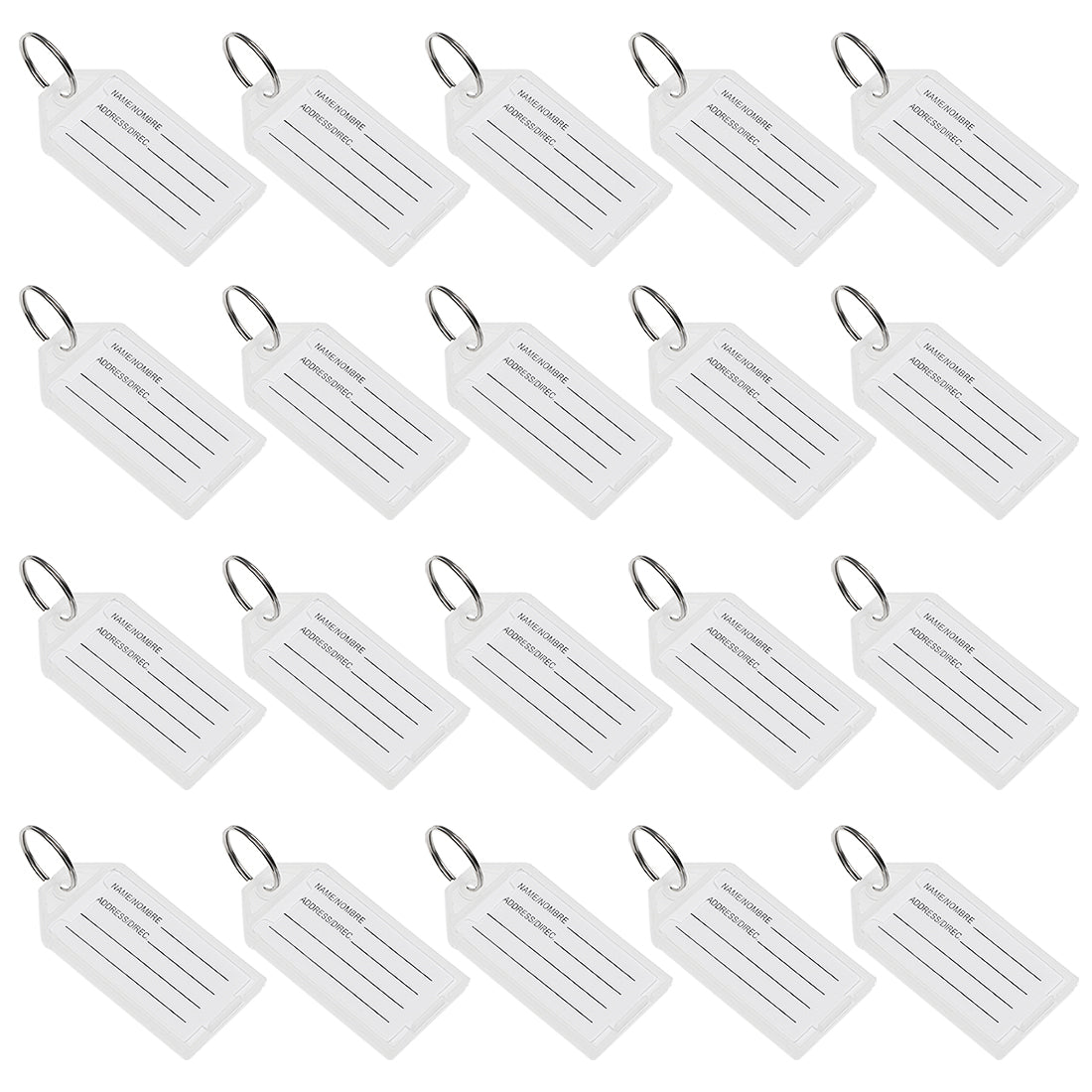uxcell Uxcell Plastic Key Tags with Split Ring Keychain ID Luggage Label Window 20 Pcs