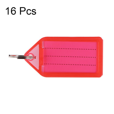 Harfington Uxcell Plastic Key Tags with Split Ring Keychain ID Luggage Label Window, 16Pcs