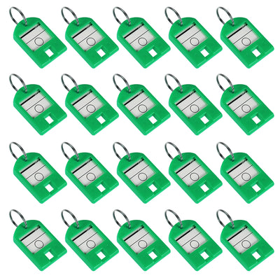 Harfington Uxcell 20 pieces Plastic Key Tags with Split Ring Keychain ID Luggage Label Window