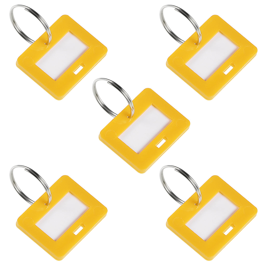 uxcell Uxcell Plastic Key Tags with Split Ring Keychain ID Luggage Label Window, 5Pcs