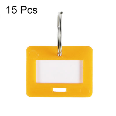 Harfington Uxcell Plastic Key Tags with Split Ring Keychain ID Luggage Label Window, 15Pcs