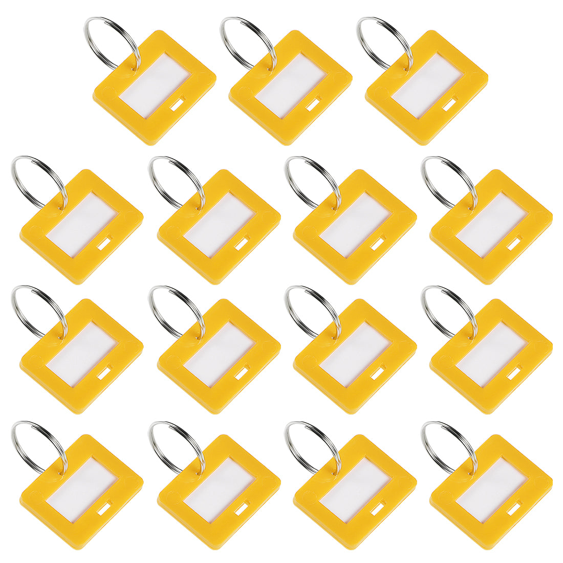 uxcell Uxcell Plastic Key Tags with Split Ring Keychain ID Luggage Label Window, 15Pcs