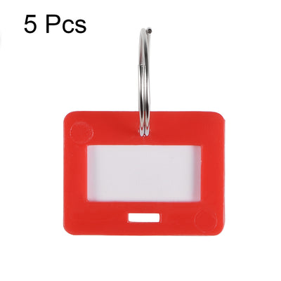 Harfington Uxcell Plastic Key Tags with Split Ring Keychain ID Luggage Label Window, 5Pcs