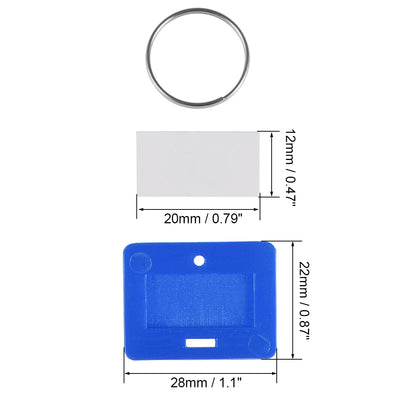Harfington Uxcell Plastic Key Tags with Split Ring Keychain ID Luggage Label Window, 5Pcs