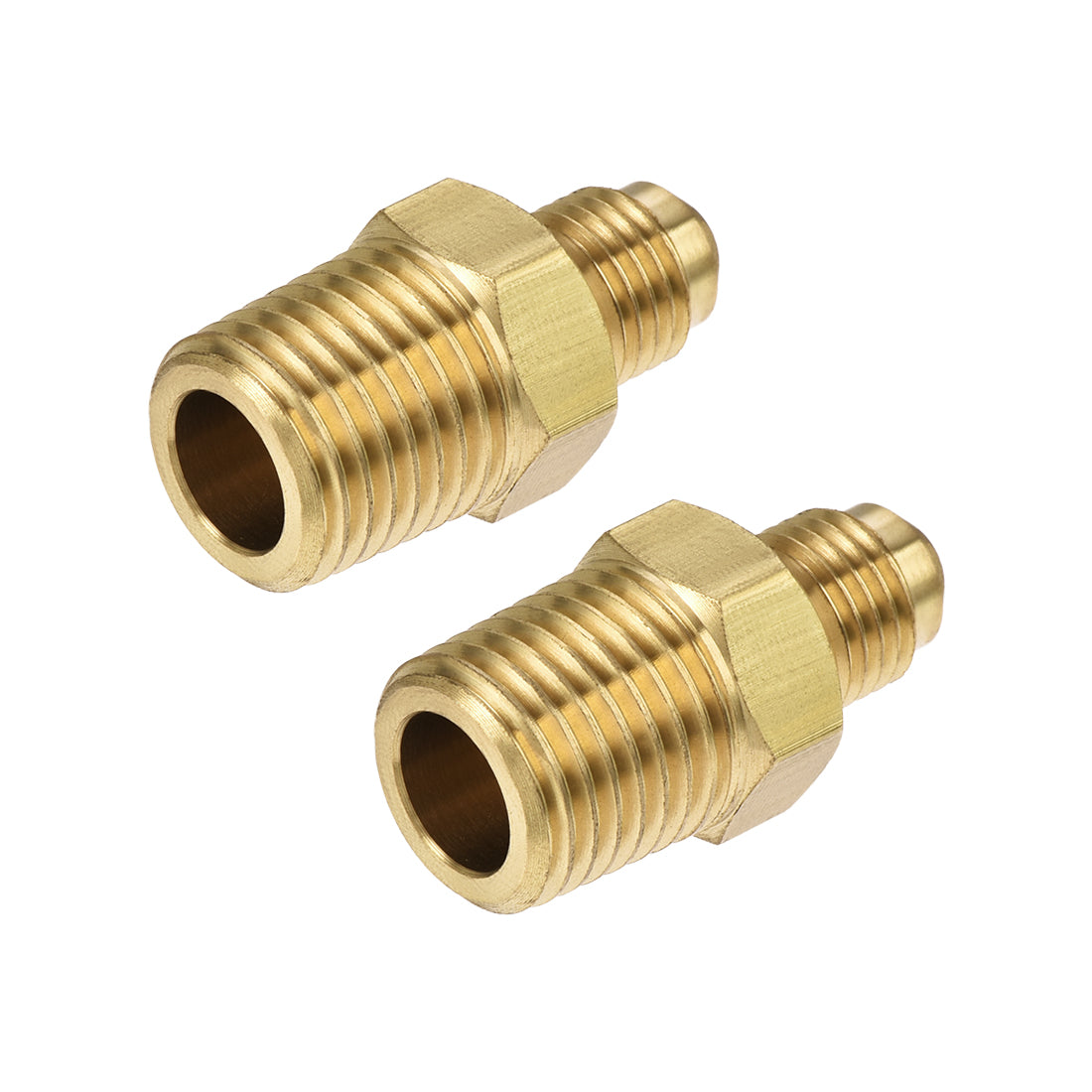Uxcell Uxcell Brass Pipe Fitting, 3/16 SAE Flare Male to 1/4NPT Male Thread, Tubing Adapter Hose Connector, for Air Conditioner Refrigeration, 2Pcs