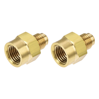 Harfington Uxcell Brass Pipe fitting, 1/4 SAE Flare Male to 1/4NPT Female Thread, Tubing Adapter Hose Connector, for Air Conditioner Refrigeration, 2Pcs