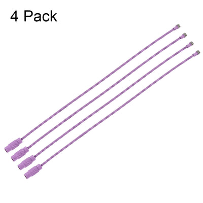 Harfington Uxcell Wire Keychain 150mm Length Key Ring Loop Cable for Lanyard Zipper Handbag, Spray Painting Stainless Steel, Purple, Pack of 4