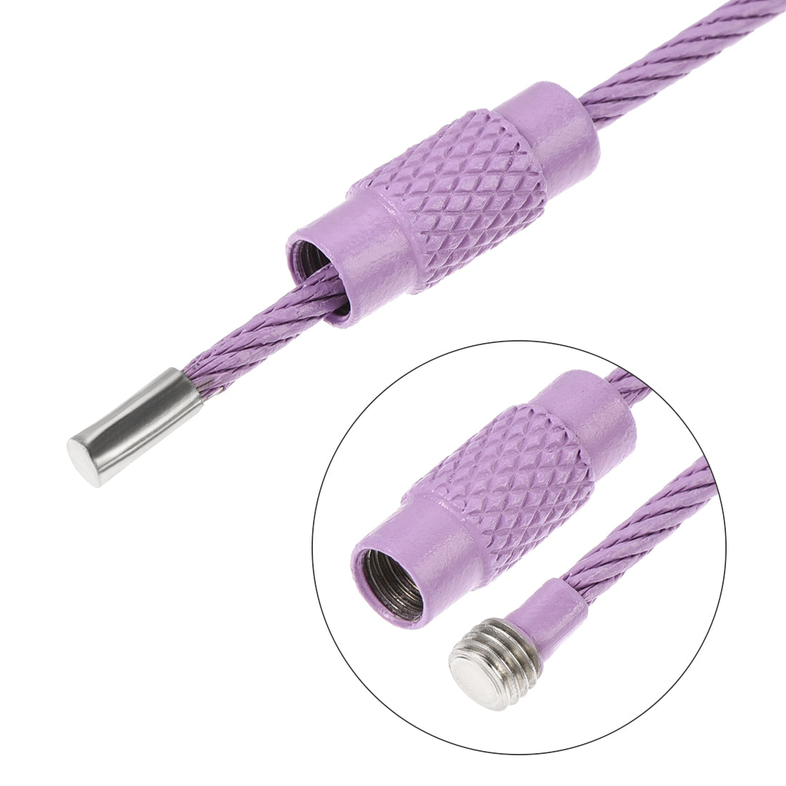 Uxcell Uxcell Wire Keychain 150mm Length Key Ring Loop Cable for Lanyard Zipper Handbag, Spray Painting Stainless Steel, Purple, Pack of 4