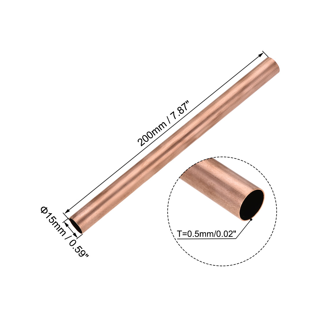 uxcell Uxcell Copper Round Tube, Seamless Straight Tubing