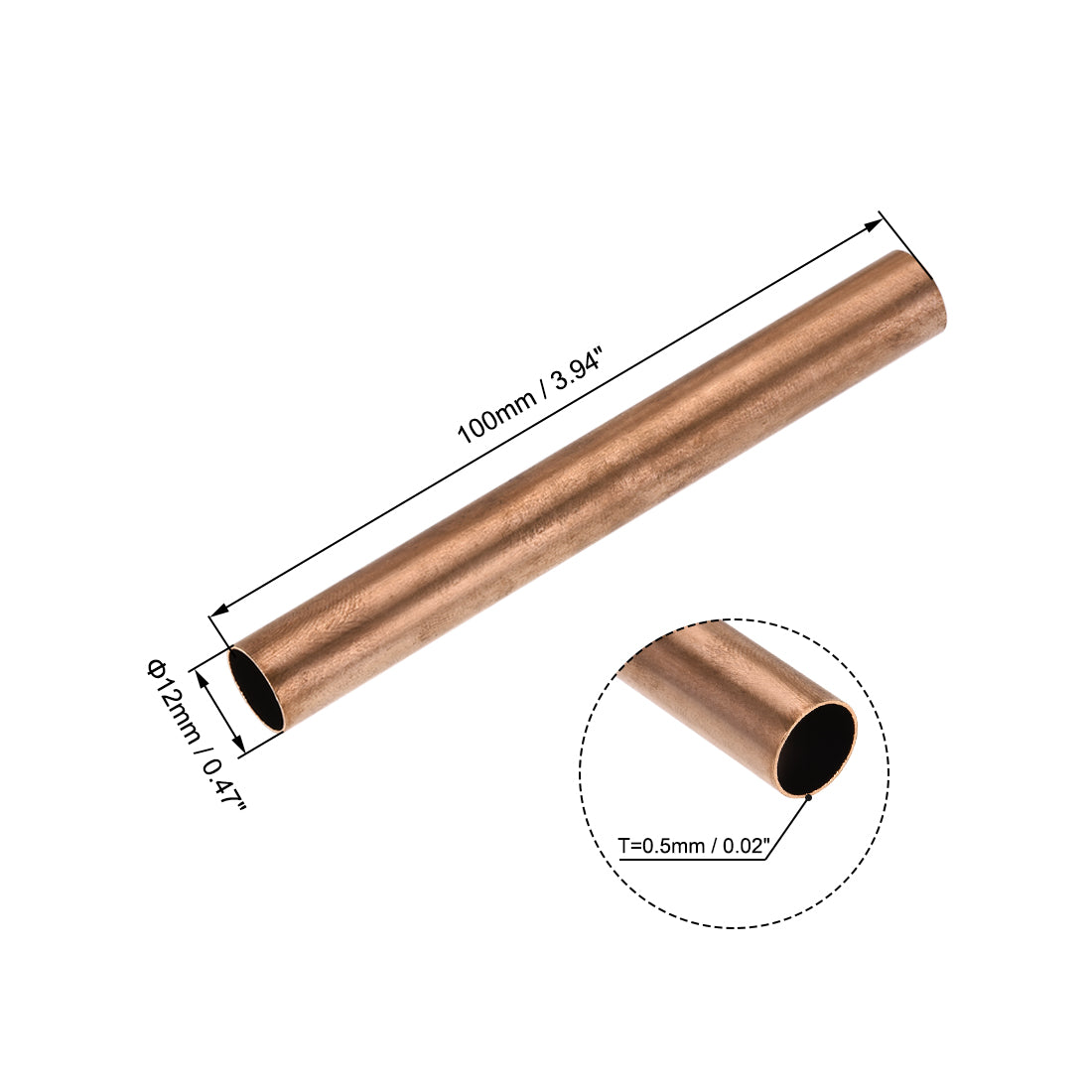 uxcell Uxcell Copper Round Tube Straight Pipes Tubing