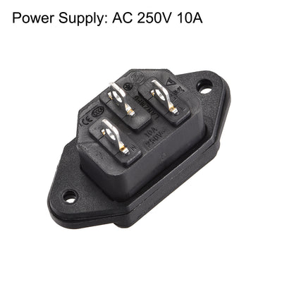 Harfington Uxcell AC 250V 10A 3P Iec320 C14 Inlet Plug Power Socket Black w Cover 2Set