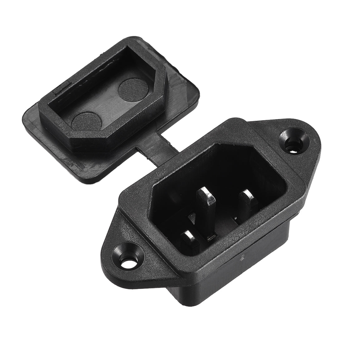 uxcell Uxcell AC 250V 10A 3P Iec320 C14 Inlet Plug Power Socket Black w Cover 2Set